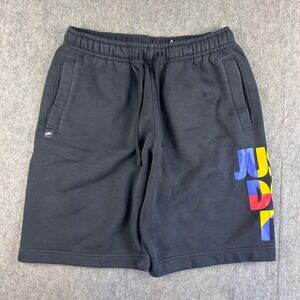 Nike Shorts Men's S Just Do It Fleece Shorts Black Multi Color Graphic CU407